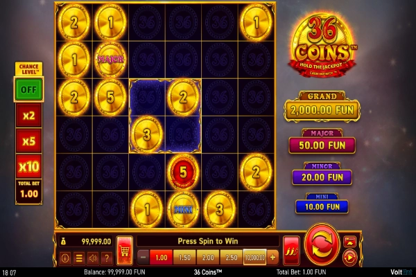 36 coins hold the jackpot 5